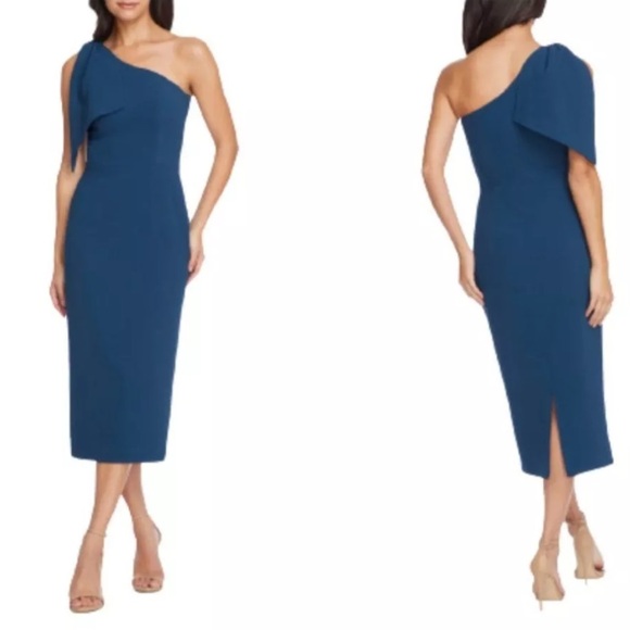 Dress The Population Tiffany One-Shoulder Midi Dress Medium NWT - Picture 1 of 6
